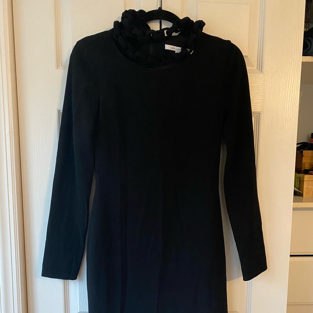 DVF Chain Link Turtleneck Black Mini Dress